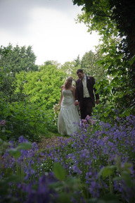 Zoe and Stuart in the bluebells woods at Wincham Hall Hotel